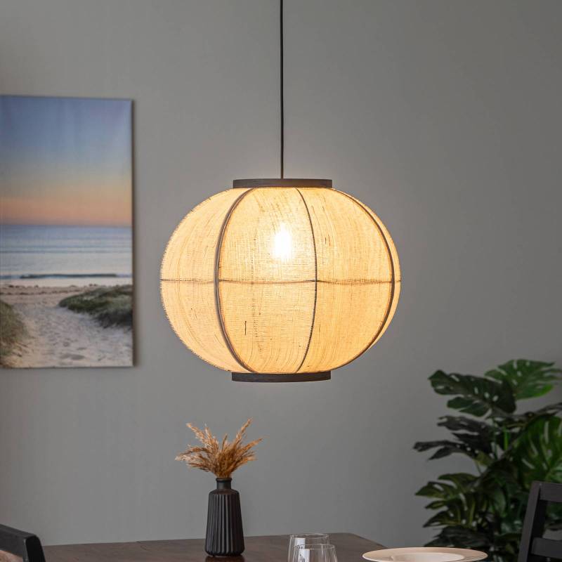 Lindby Hängeleuchte Aurinil, holzfarben, Leinen, Ø 48cm, E27 von LINDBY