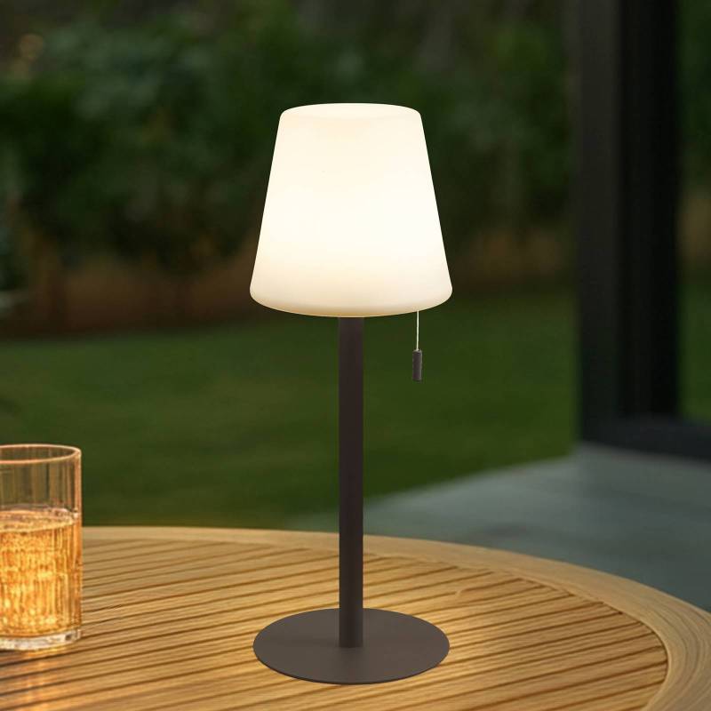Lindby LED-Akkulampe Azalea, weiß/braun, 45 cm, CCT, IP44 von LINDBY