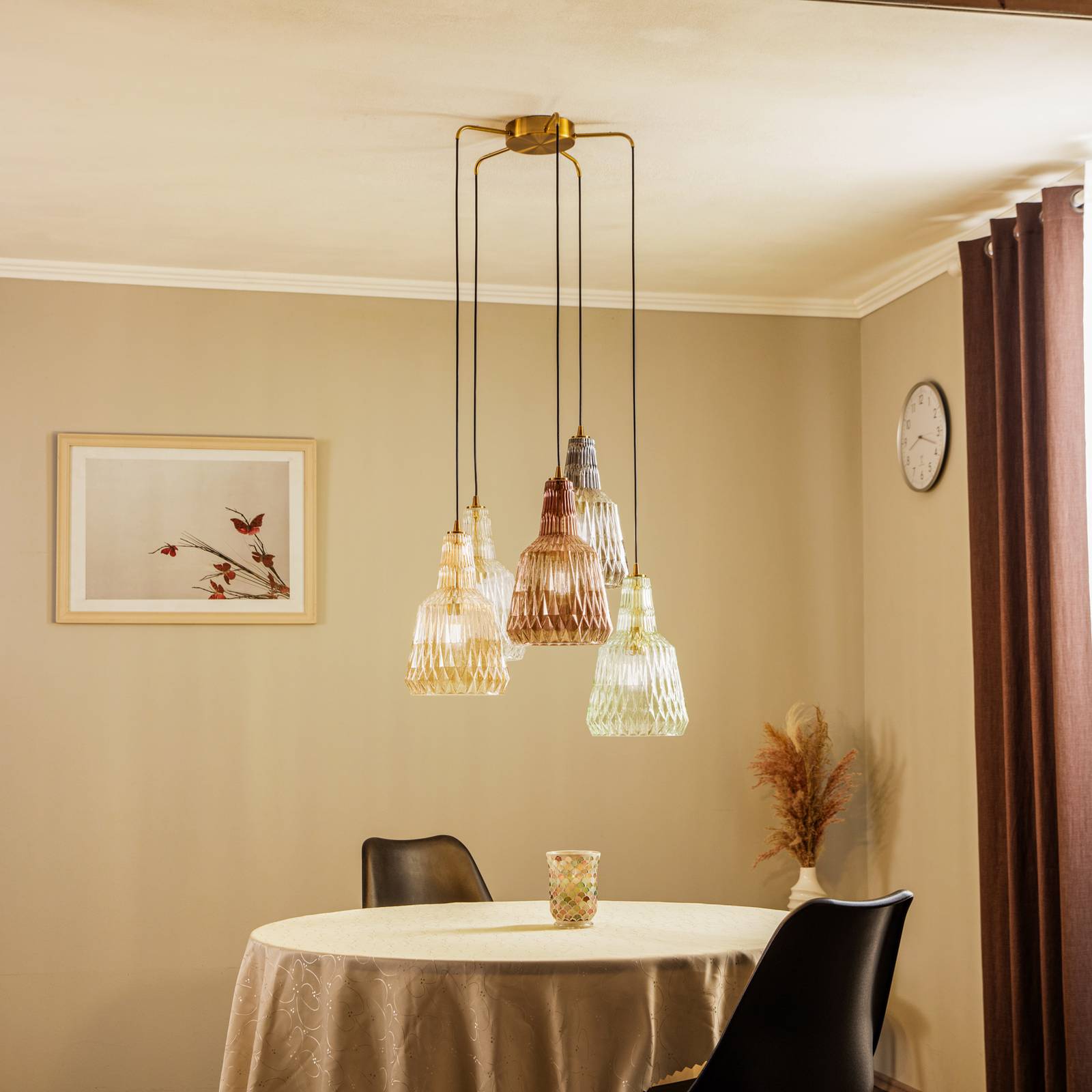 Lindby Hängeleuchte Belarion, multicolour, 5-flg., Ø 65 cm von LINDBY