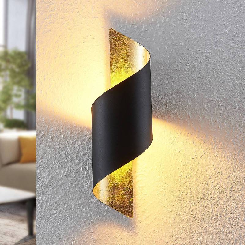 Lindby Wandleuchte Desirio, schwarz/gold, 35cm, E14, Metall von LINDBY