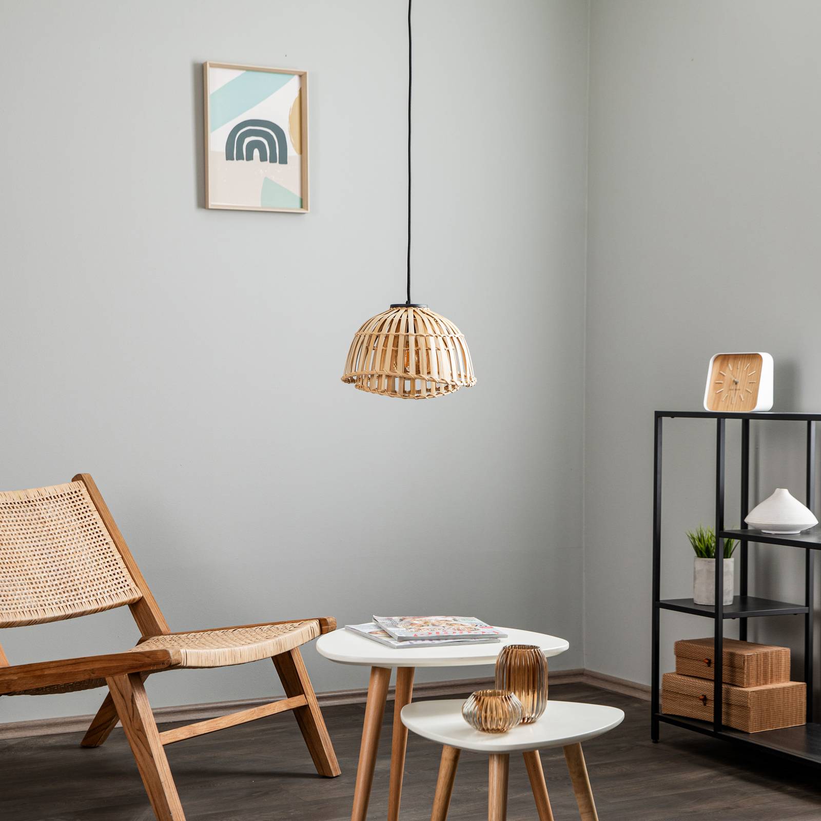 Lindby Hängeleuchte Ilajus, Ø 30 cm, Bambus, E27 von LINDBY