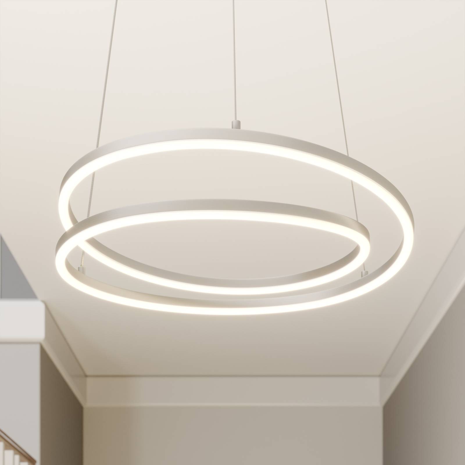 Lindby LED-Hängelampe Davian, nickelfarben, Ø 49 cm, dimmbar Lindby LED-Hängelampe Davian, nickelfarben, Ø 49 cm, dimmbar von LINDBY