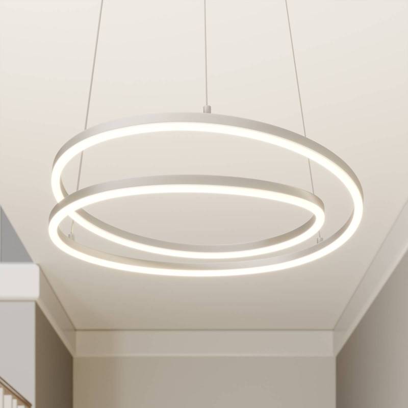 Lindby LED-Hängelampe Davian, nickelfarben, Ø 49 cm, dimmbar von LINDBY