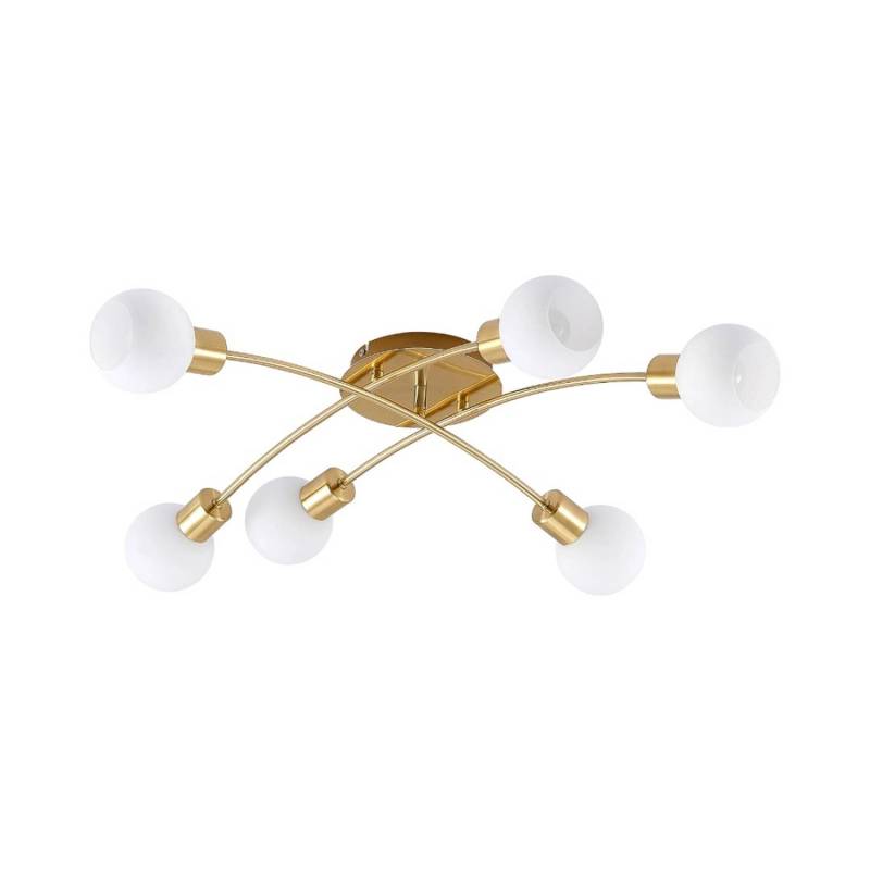 Lindby Deckenlampe Agmar 9626419 Modern in Gold Messing aus Metall 6-flammig E14 Wohnzimmerleuchte von LINDBY