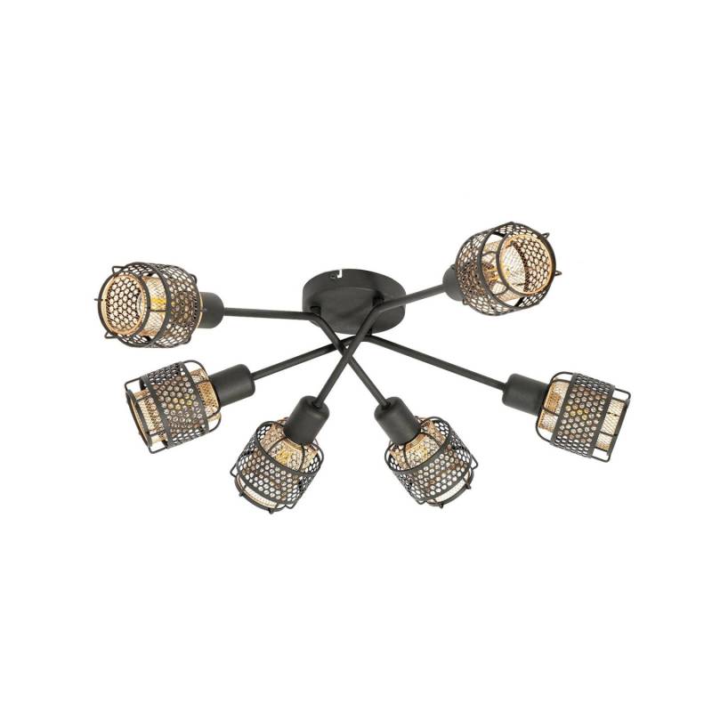 Lindby Deckenlampe Eudoria 10010500 Modern in Schwarz aus Metall 6-flammig E14 Wohnzimmerleuchte von LINDBY