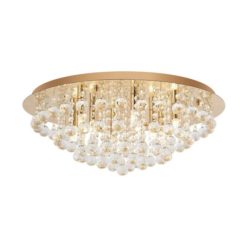 Lindby Deckenlampe Gillion 9626873 Modern in Gold Messing aus Kristall 8-flammig G9 Wohnzimmerleuchte von LINDBY