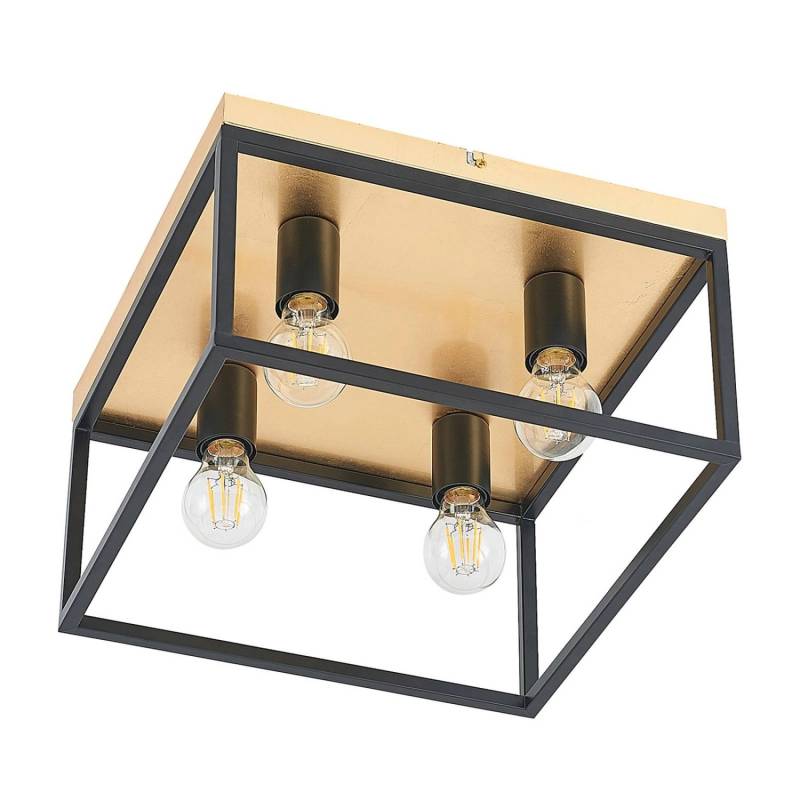 Lindby Deckenlampe Miravi 9627710 Retro Vintage Antik in Schwarz aus Metall 4-flammig E27 Wohnzimmerleuchte von LINDBY