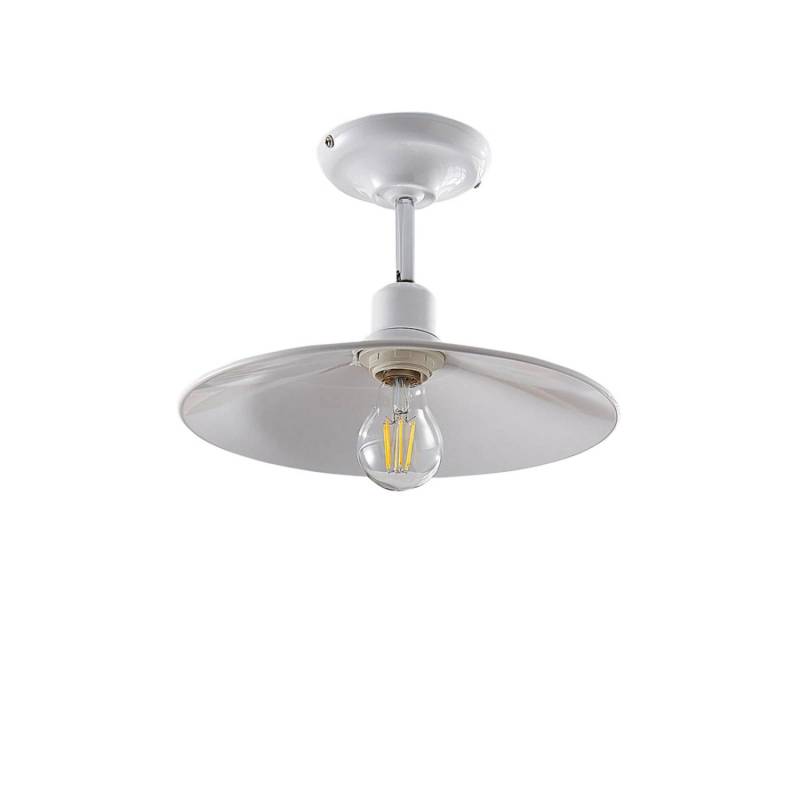Lindby Deckenlampe Phinea 9621781 Retro Vintage Antik in Weiß aus Metall 1-flammig E27 Wohnzimmerleuchte von LINDBY