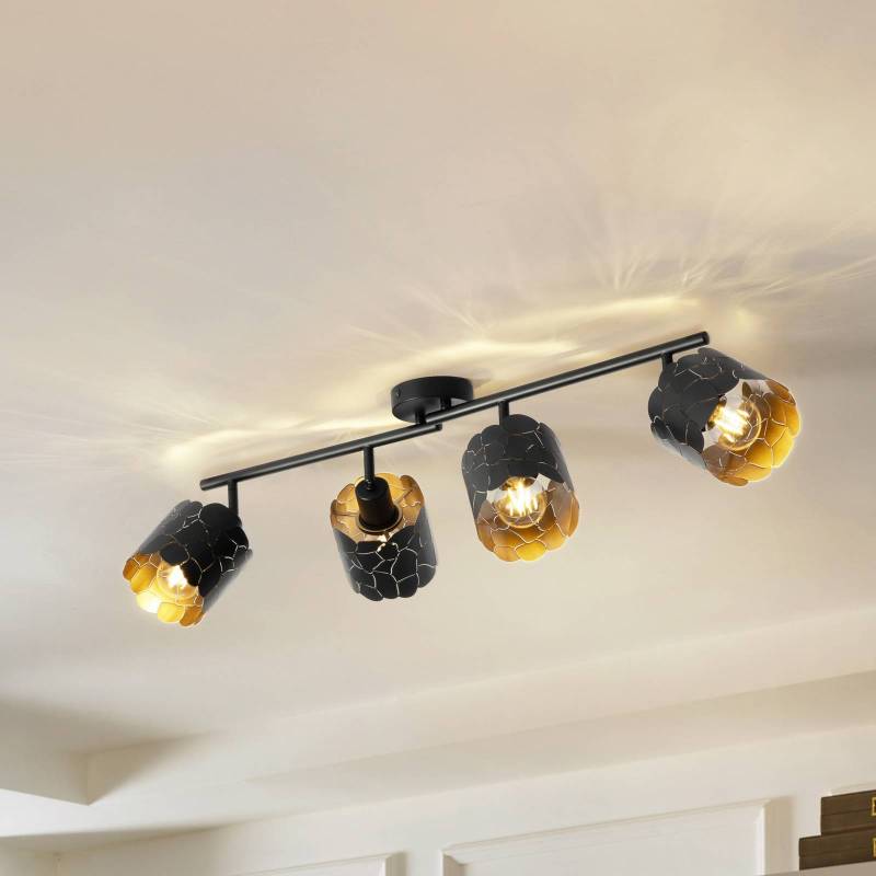 Lindby Deckenleuchte Aralena, schwarz/gold, 4-flg.,Länge97cm von LINDBY