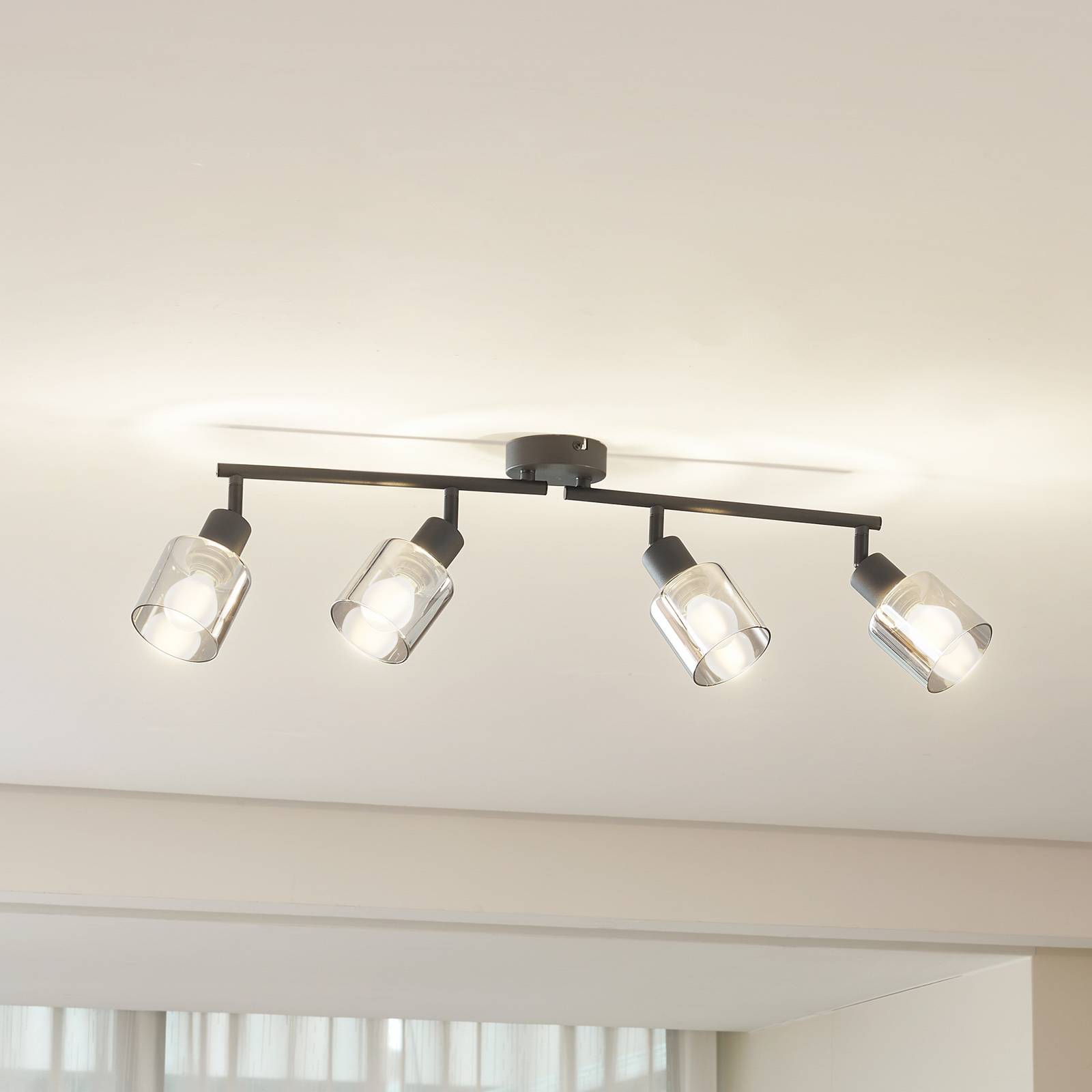 Lindby Deckenleuchte Netty, 4-flammig, grau, Glas Lindby Deckenleuchte Netty, 4-flammig, grau, Glas von LINDBY