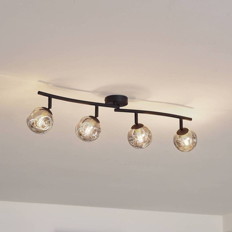 Lindby Deckenleuchte Valentina, grau/schwarz, 4-flg., Glas von LINDBY