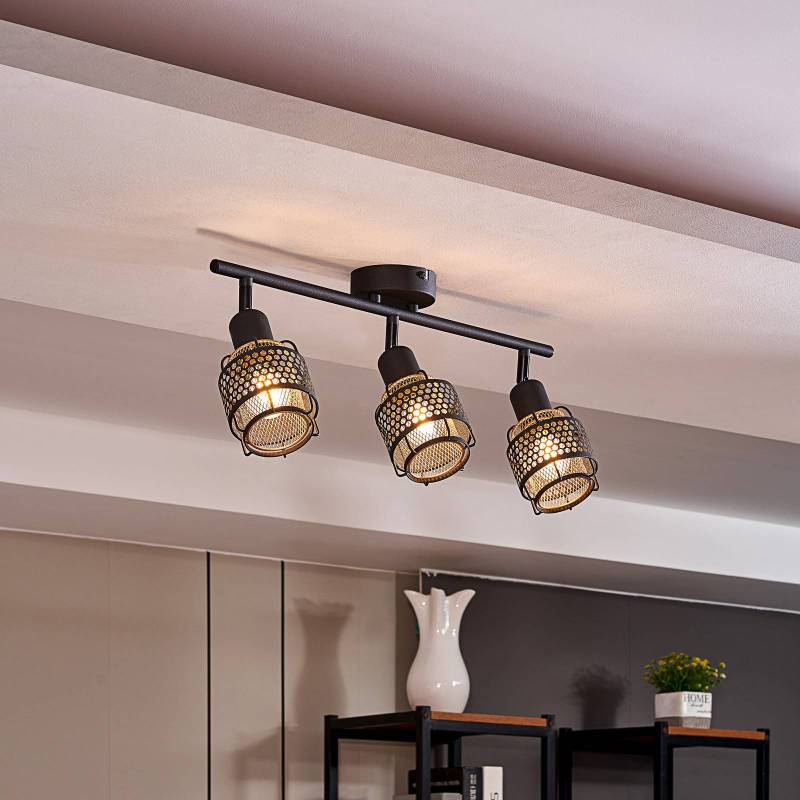 Lindby Eudoria Decken-Spot 3-flammig schwarz/gold von LINDBY