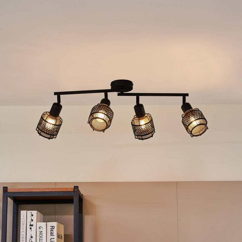 Lindby Eudoria Decken-Spot 4-flammig schwarz/gold von LINDBY