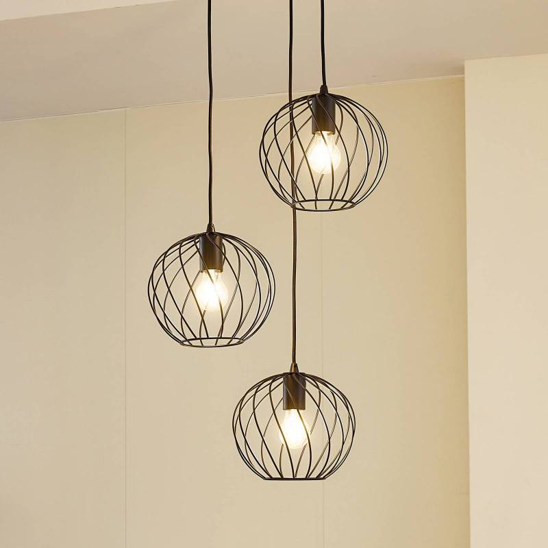 Lindby Hängeleuchte Danika, rund, Ø 50 cm, schwarz, Metall von LINDBY