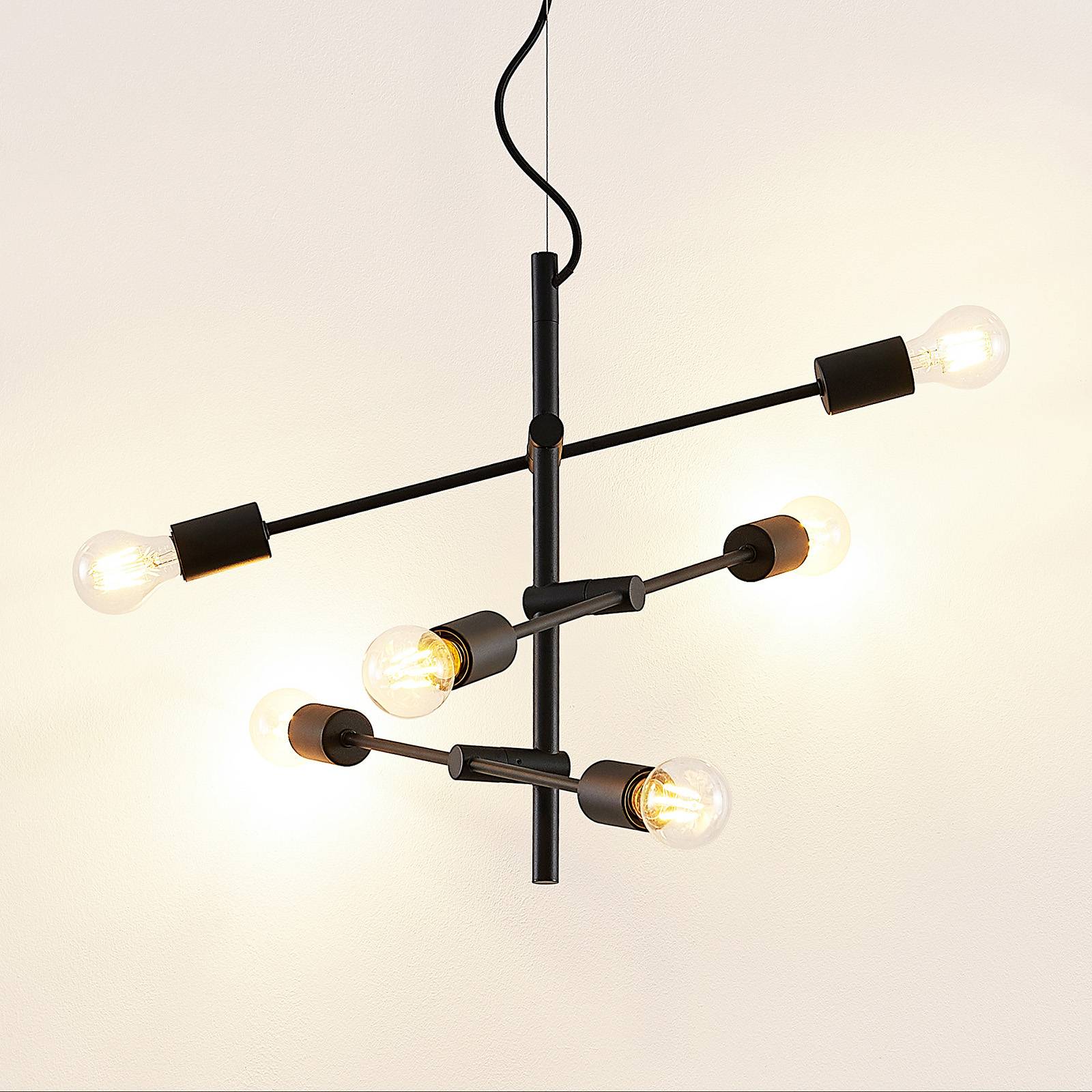 Lindby Hängeleuchte Estar, schwarz, Metall, 6-flg., 57cm Lindby Hängeleuchte Estar, schwarz, Metall, 6-flg., 57cm von LINDBY