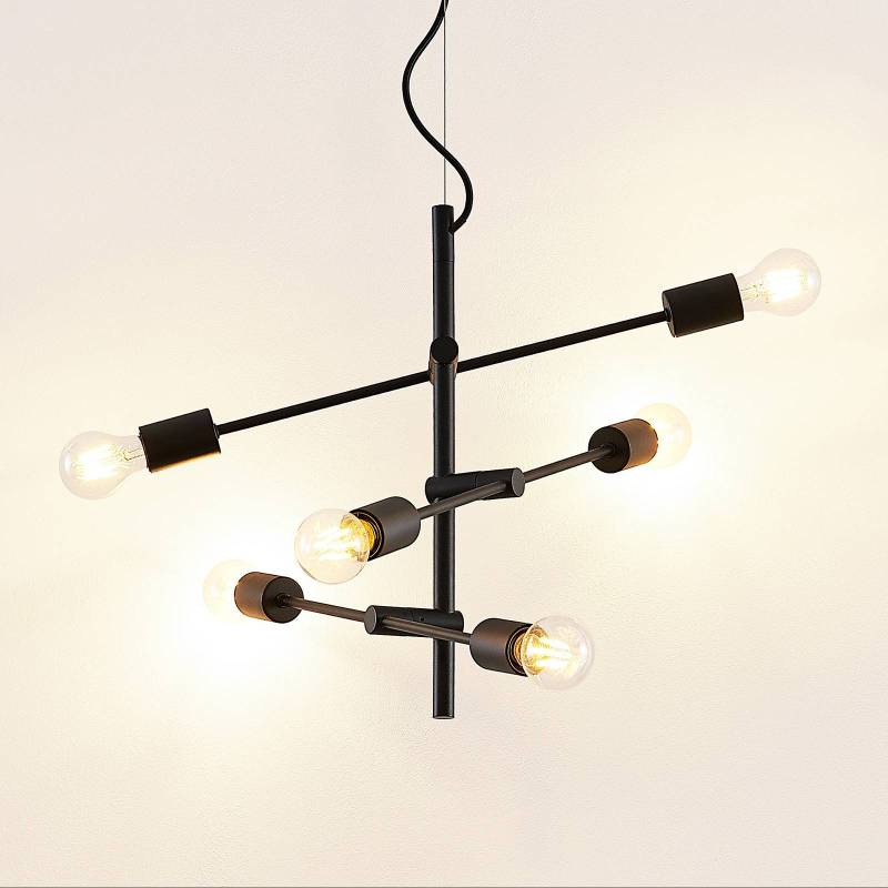 Lindby Hängeleuchte Estar, schwarz, Metall, 6-flg., 57cm von LINDBY