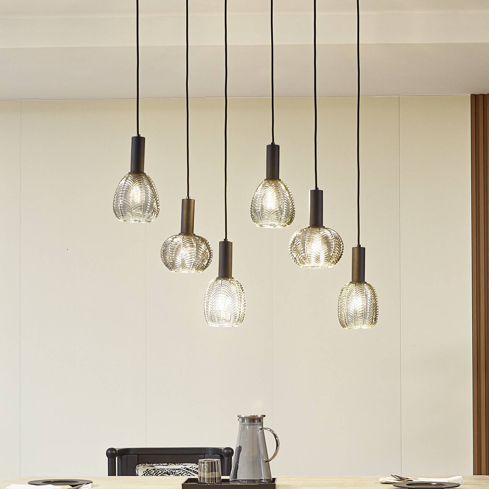 Lindby Hängeleuchte Tolli, grau/schwarz, Glas, 6-flammig Lindby Hängeleuchte Tolli, grau/schwarz, Glas, 6-flammig von LINDBY