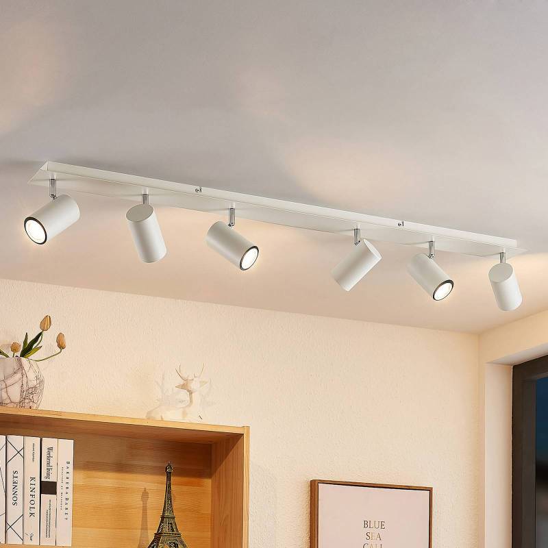 Lindby Deckenstrahler Joffrey, 116 cm, weiß, 6-flg., GU10 von LINDBY