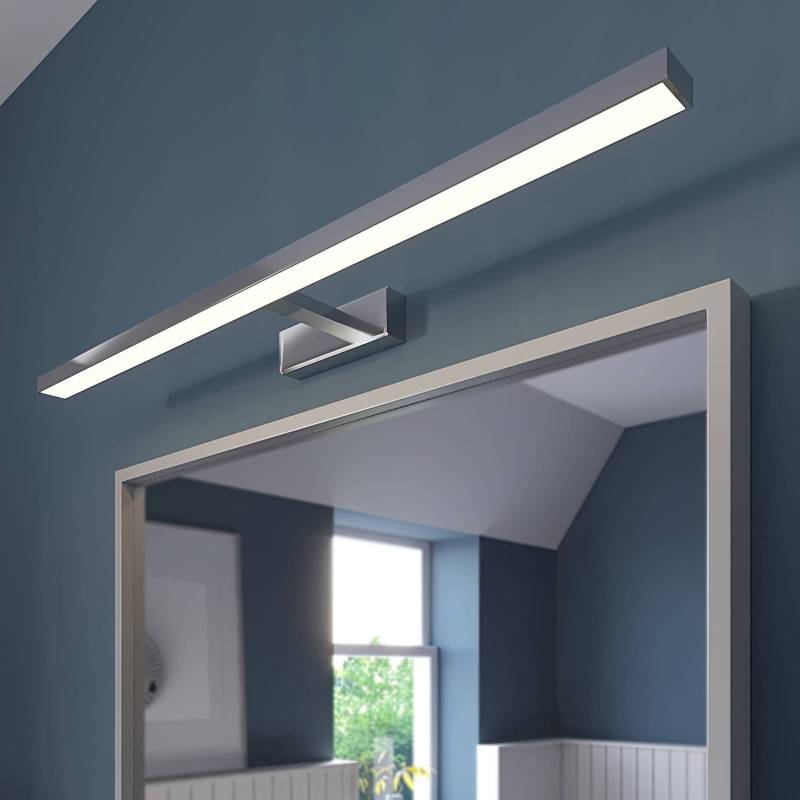 Lindby LED-Spiegelleuchte Jukka, 90 cm, chrom, Metall, IP44 von LINDBY