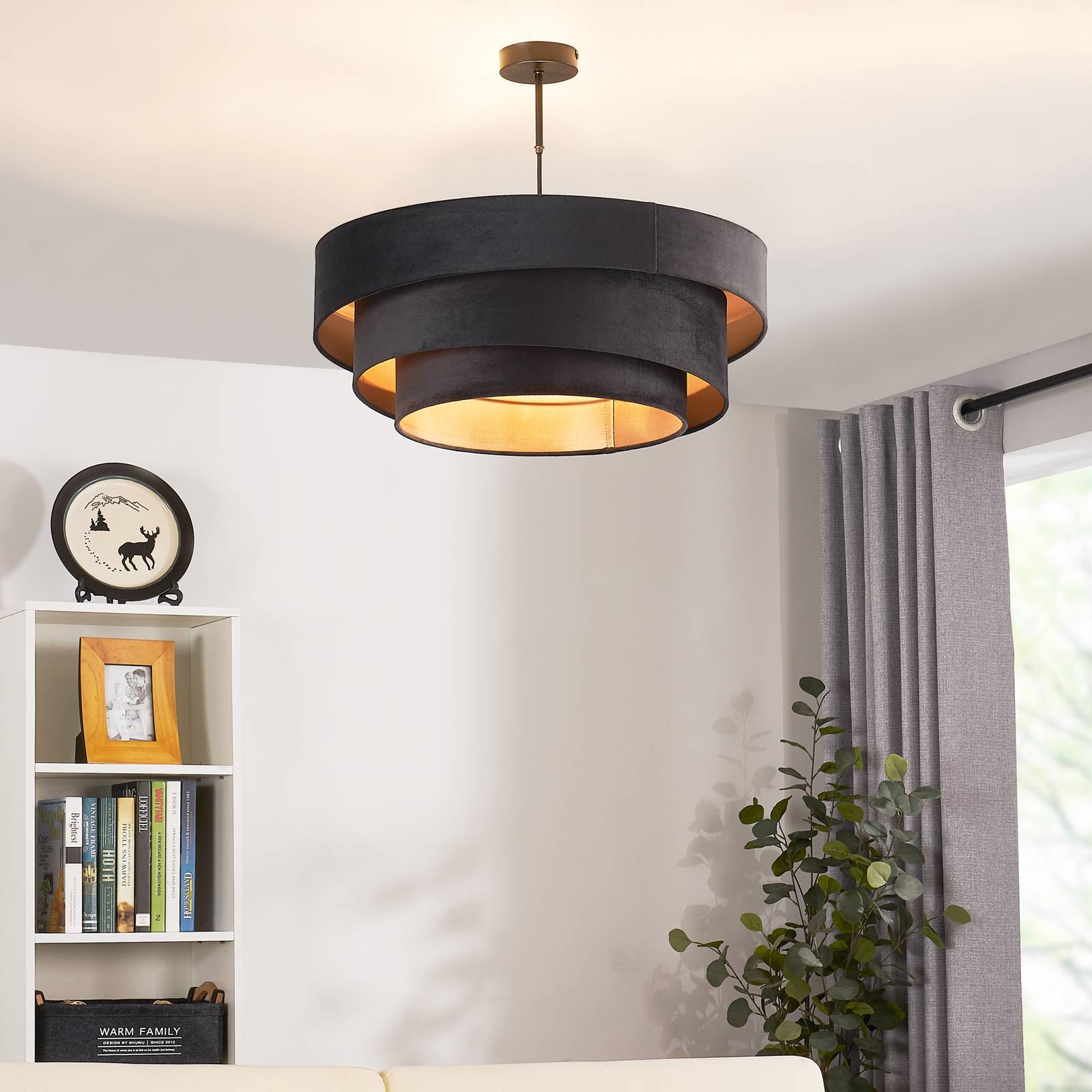 Lindby Jusari Deckenlampe aus Textil, schwarz von LINDBY