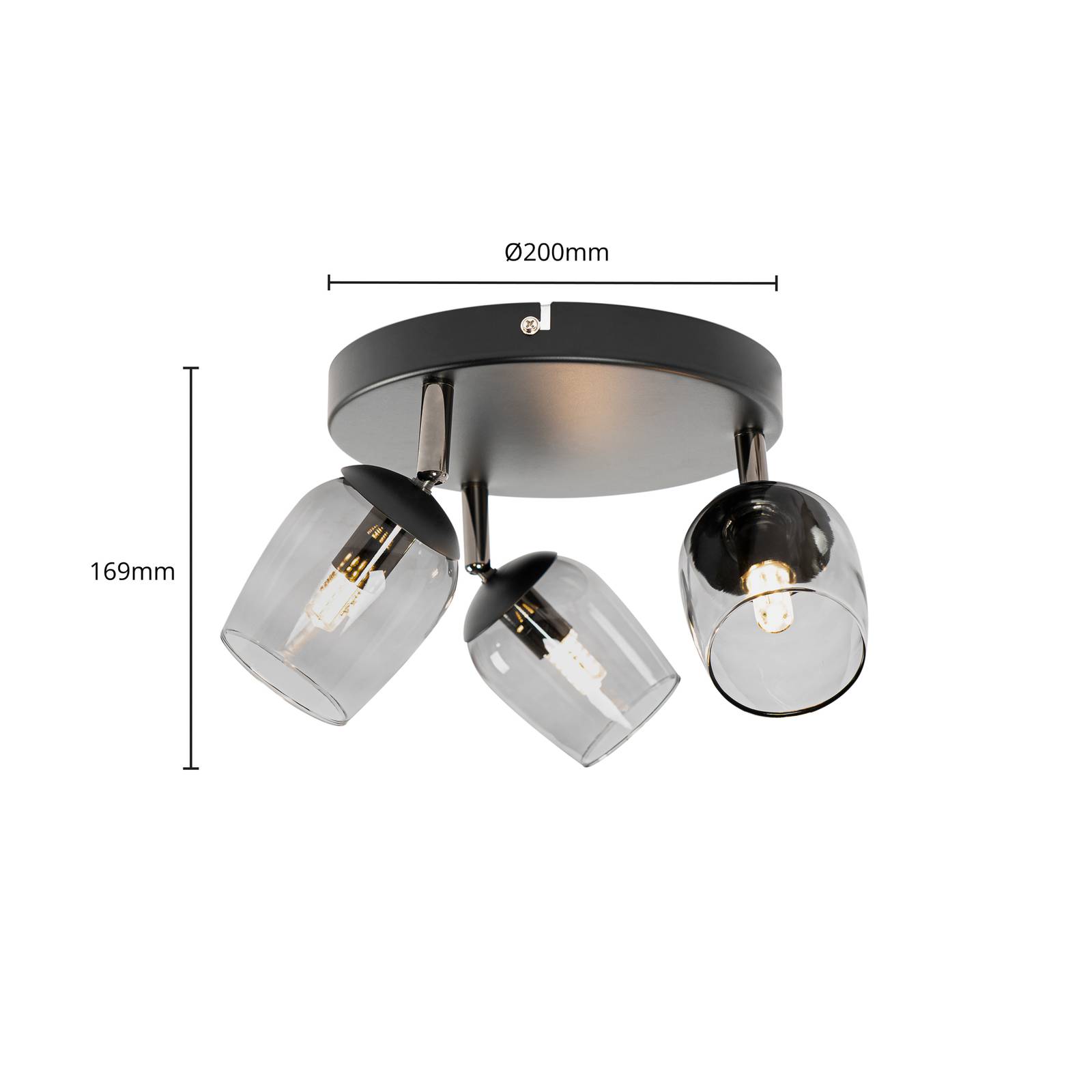 Lindby Spot Katjana, 3-flammig, Ø 20 cm, Rauchglas von LINDBY