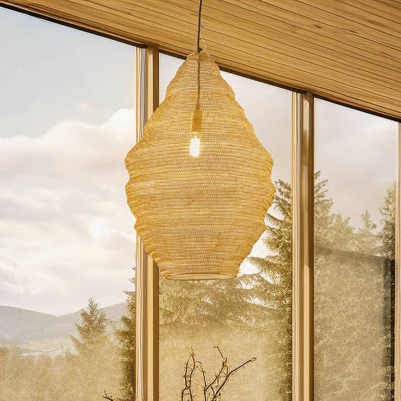 Lindby Hängeleuchte Kaviya, Ø 40 cm, goldfarben, Eisen, E27 von LINDBY