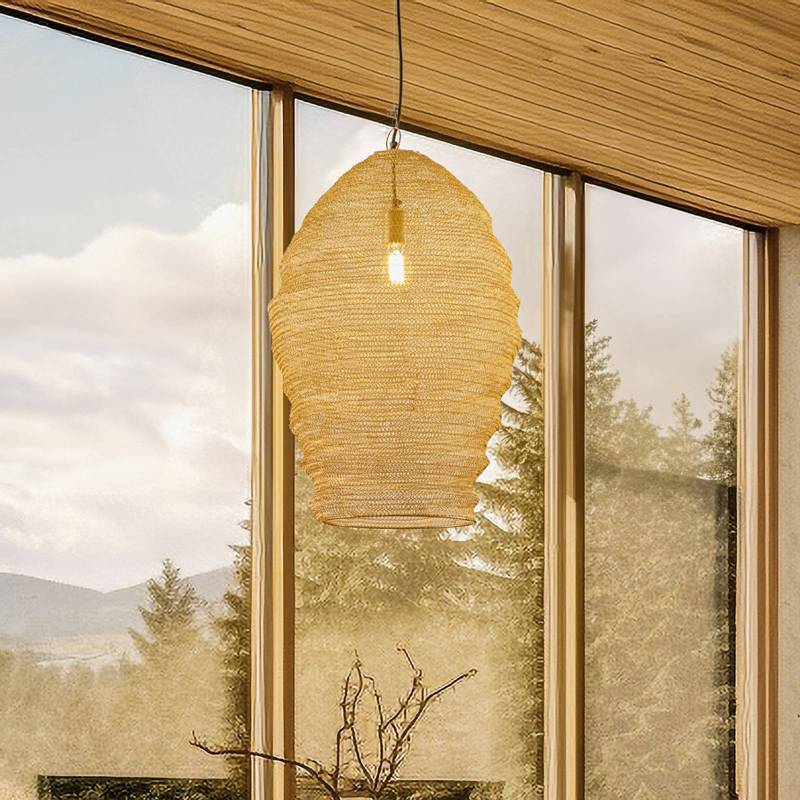 Lindby Hängeleuchte Eldric, Ø 40 cm, goldfarben, Eisen, E27 von LINDBY