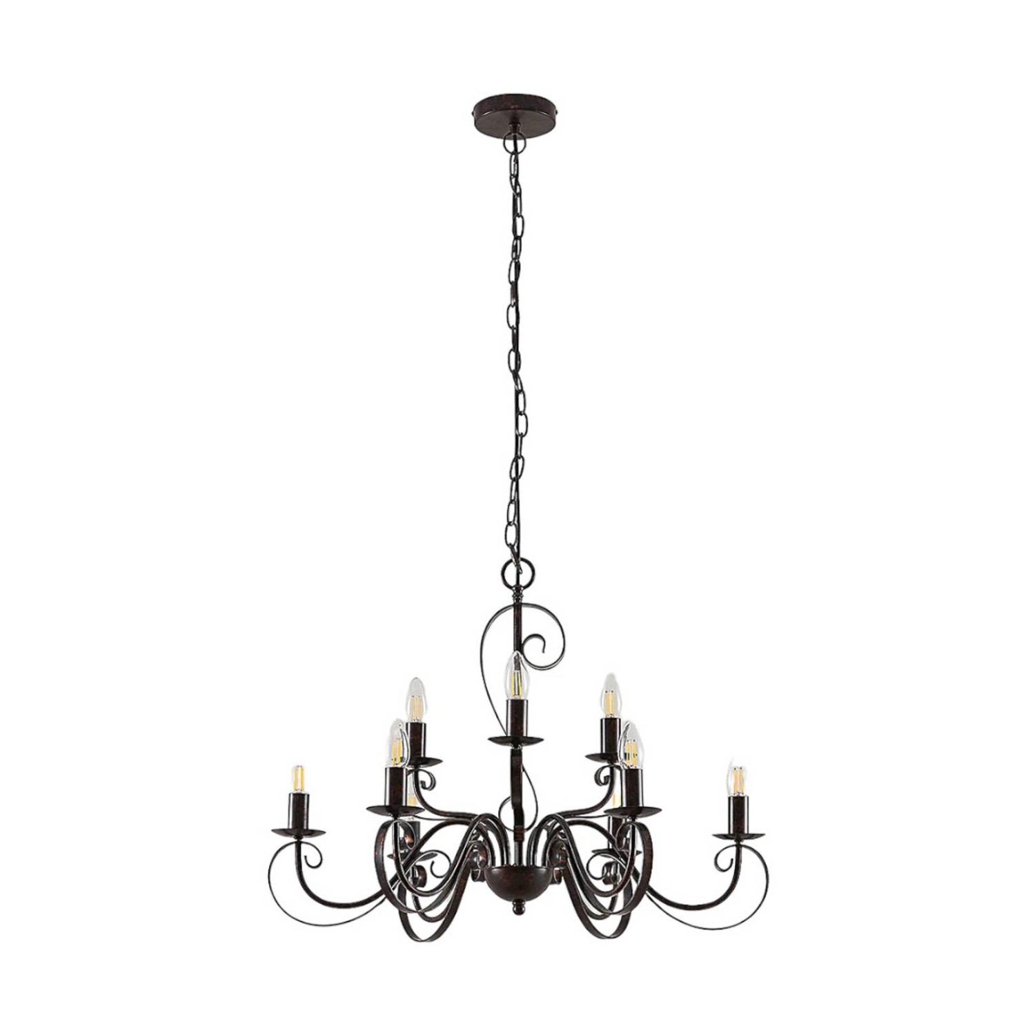 Lindby Kronleuchter Caleb 9620631 Landhaus Vintage Rustikal in Braun aus Metall 9-flammig E14 Flurleuchte Lindby Kronleuchter Caleb 9620631 Landhaus Vintage Rustikal in Braun aus Metall 9-flammig E14 Flurleuchte von LINDBY