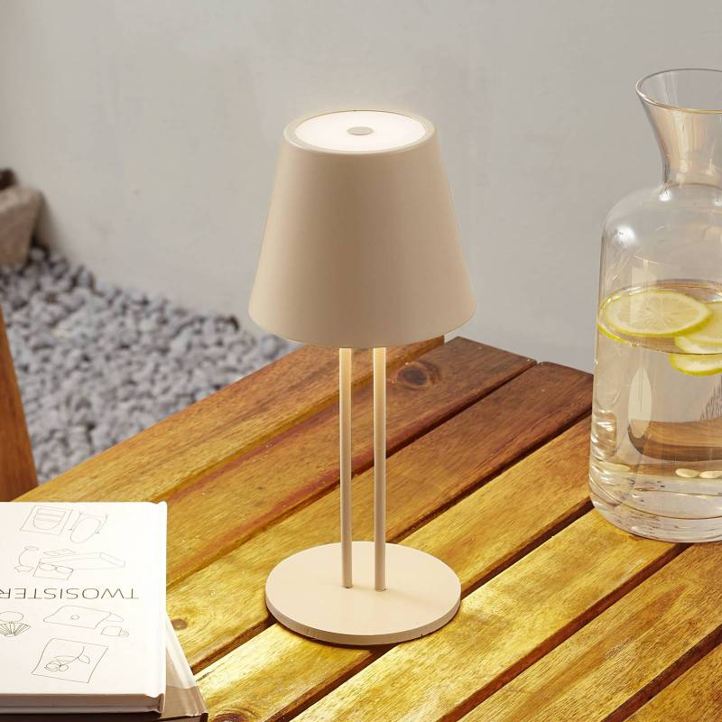 Lindby LED-Akkutischleuchte Janea TWIN, beige, Metall von LINDBY