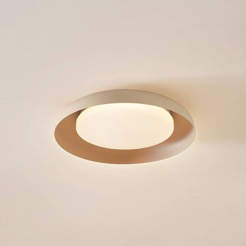 Lindby LED-Deckenleuchte Florie, beige, Metall, Ø 40 cm von LINDBY