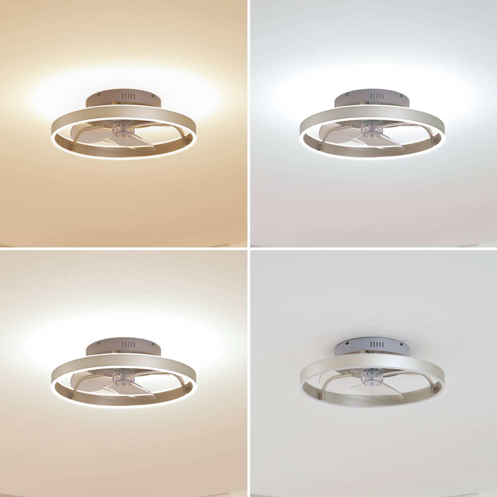 Lindby LED-Deckenventilator Momitu, silber, leise, Ø 50 cm von LINDBY