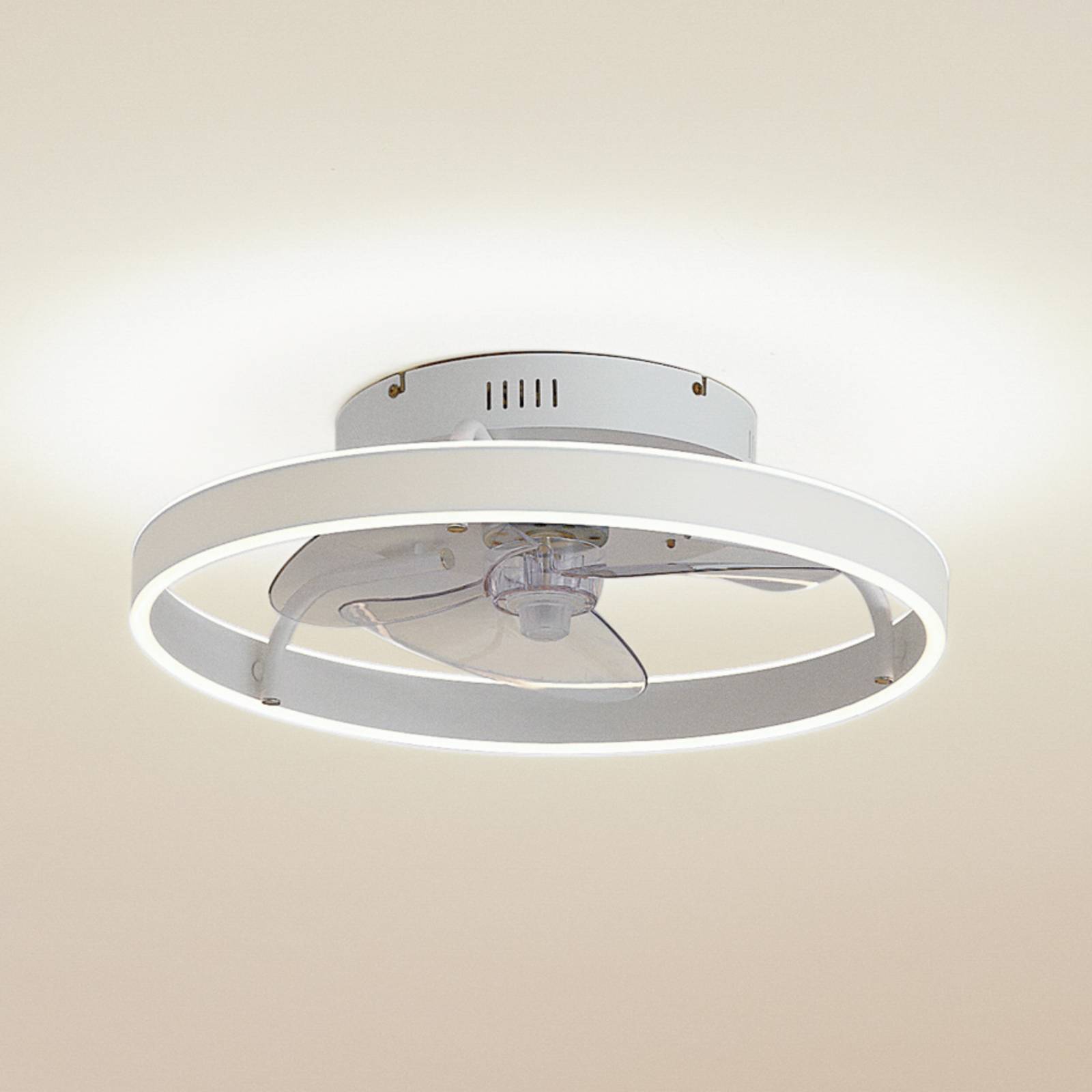 Lindby LED-Deckenventilator Momitu, weiß, Aluminium, Ø 50 cm von LINDBY
