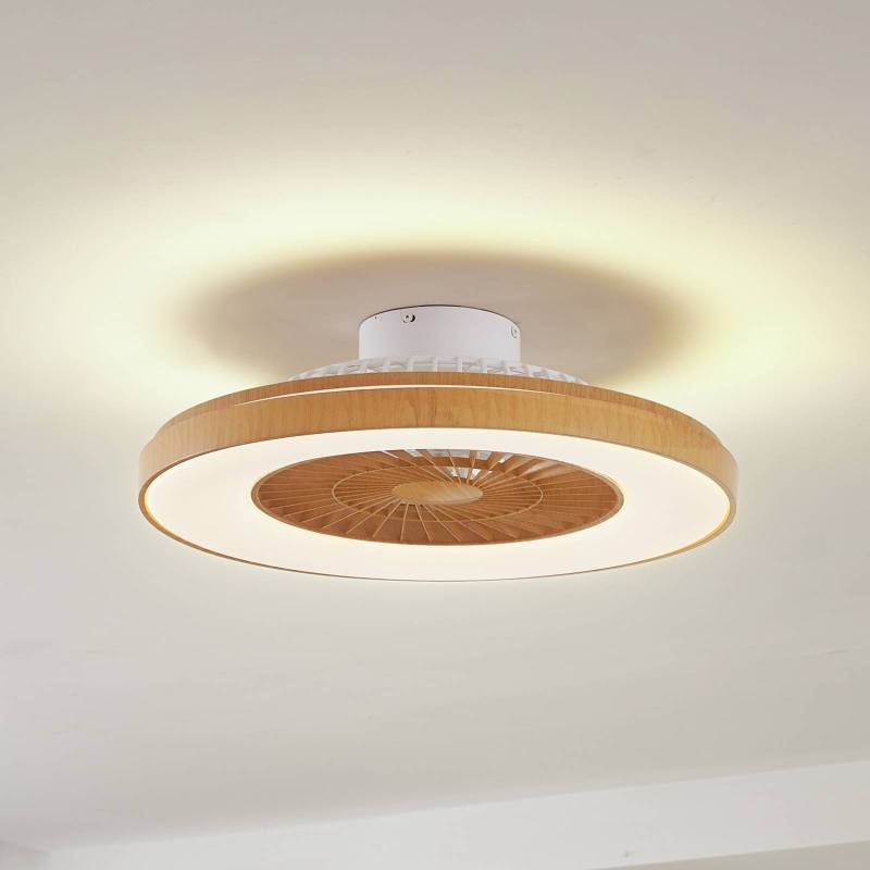 Lindby LED-Deckenventilator Teleo, Ø 58 cm, holzfarben, CCT Lindby LED-Deckenventilator Teleo, Ø 58 cm, holzfarben, CCT von LINDBY