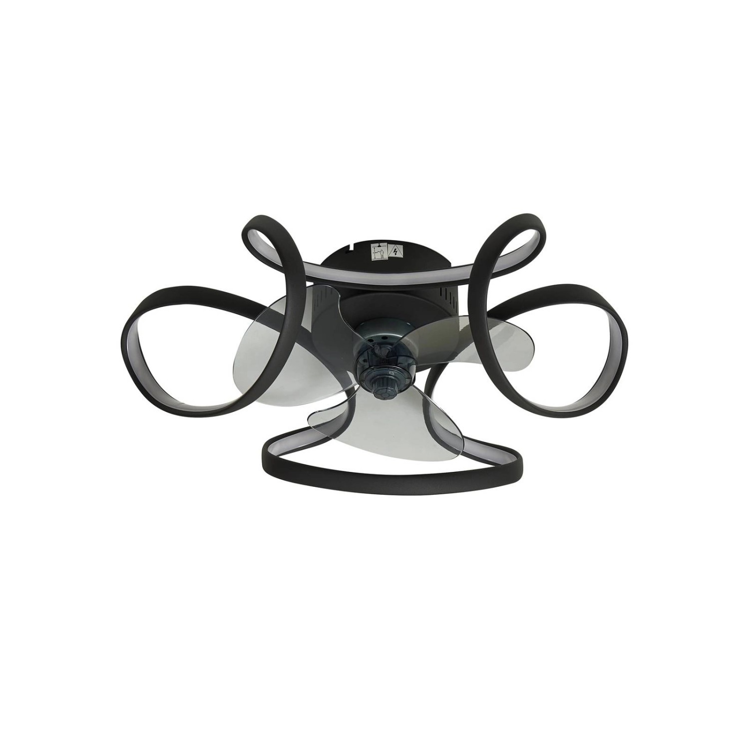 Lindby LED Deckenventilator mit Lampe Lomata 10022126 Dimmbar Leselampe Modern in Schwarz aus Aluminium Wohnzimmerleuchte von LINDBY