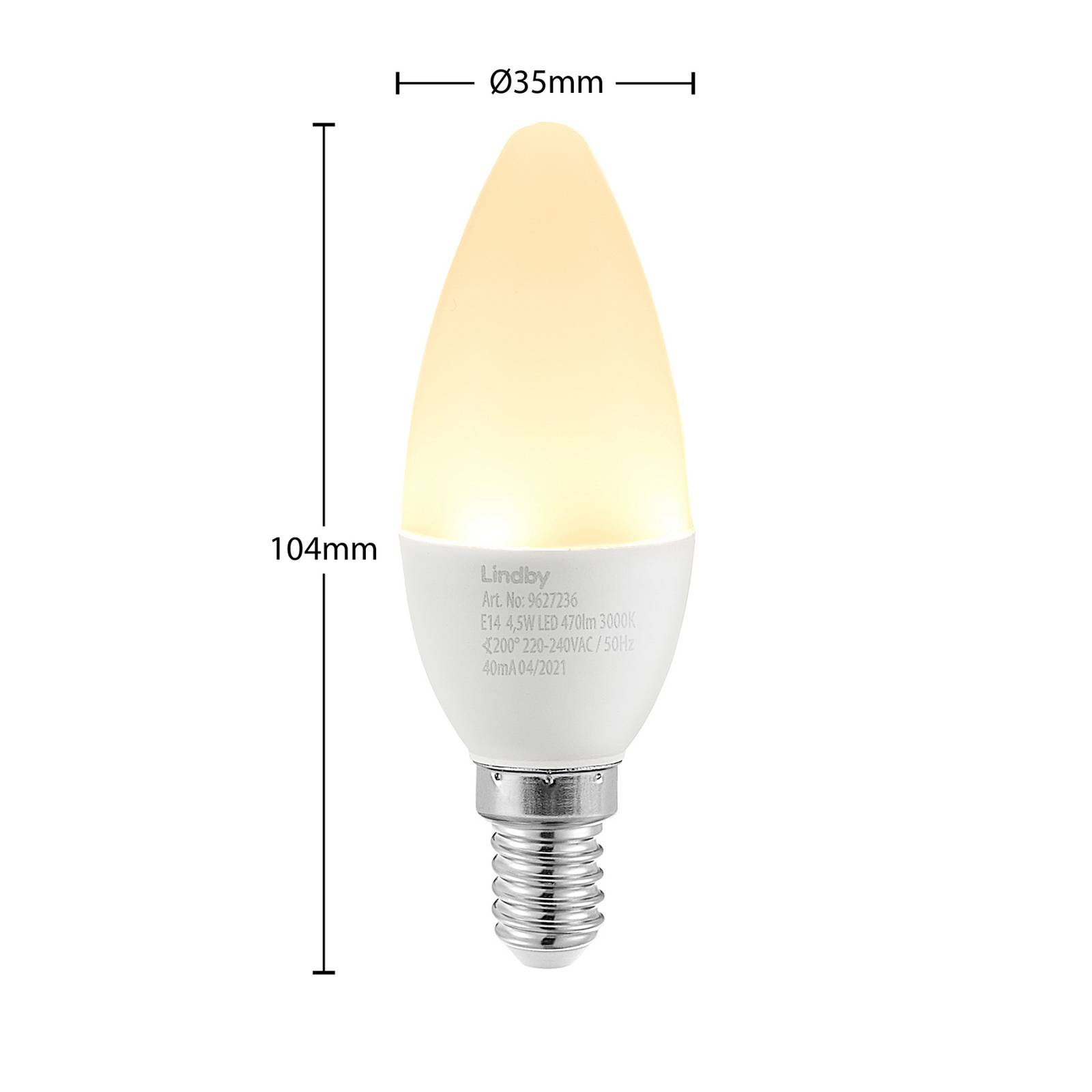 Lindby LED-Kerzenlampe, E14, C35, 4,5W, opal, 3000K, 3er-Set von LINDBY