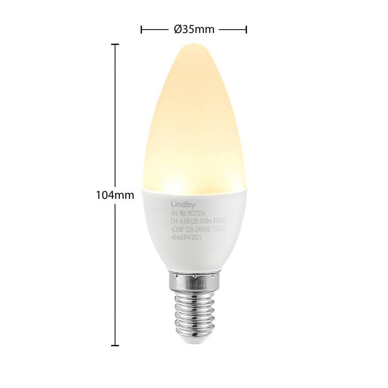 Lindby LED-Kerzenlampe, E14, C35, 4,5W, opal, 3000K, 3er-Set von LINDBY