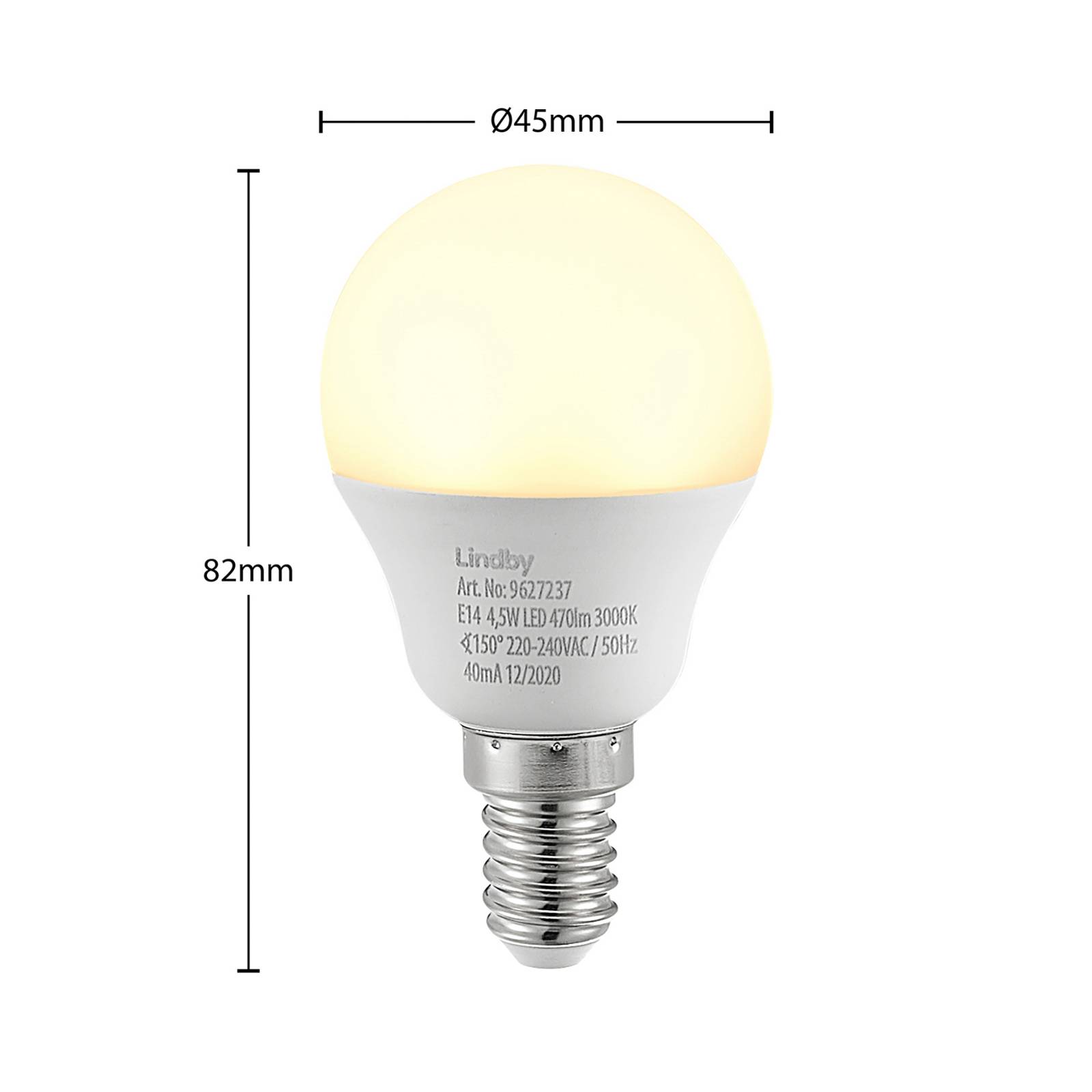 Lindby LED-Lampe E14 G45 4,5W 3.000K opal 3er-Set Lindby LED-Lampe E14 G45 4,5W 3.000K opal 3er-Set von LINDBY