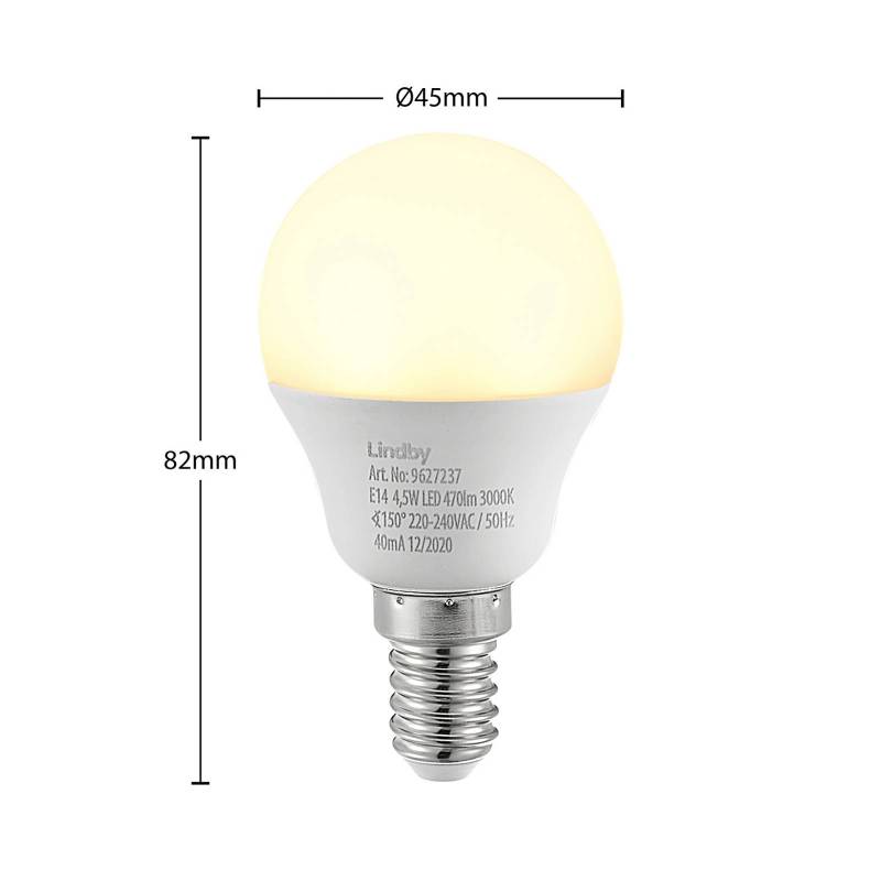 Lindby LED-Lampe E14 G45 4,5W 3.000K opal 3er-Set von LINDBY
