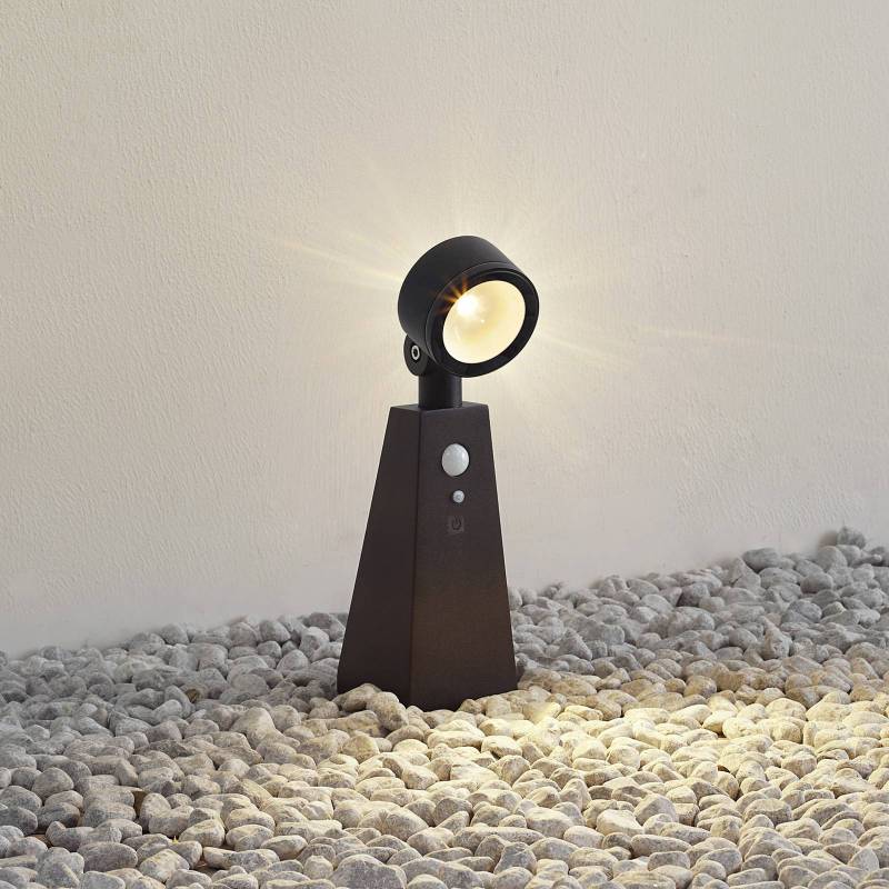 Lindby LED-Solar-Strahler Raide, Sensor, schwarz, Aluminium von LINDBY