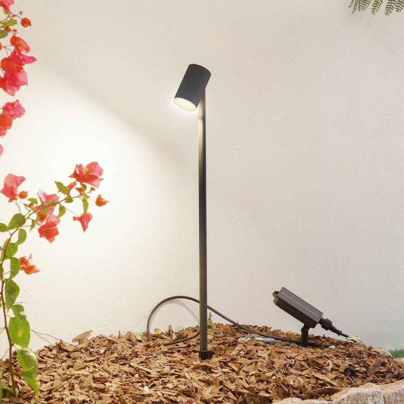 Lindby LED-Solarleuchte Myric, schwarz, Aluminium, 3.000 K von LINDBY