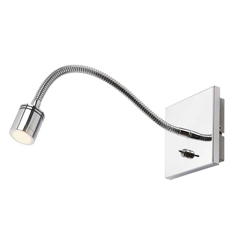 Lindby LED Wandleuchte Wandlampe Innen Berfin 9621474 Modern in Chrom aus Metall 1-flammig Schlafzimmerleuchte von LINDBY