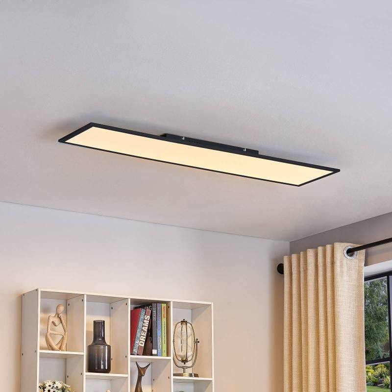 Lindby LED-Panel Lamin, schwarz, 120cm, CCT, dimmbar, Remote von LINDBY