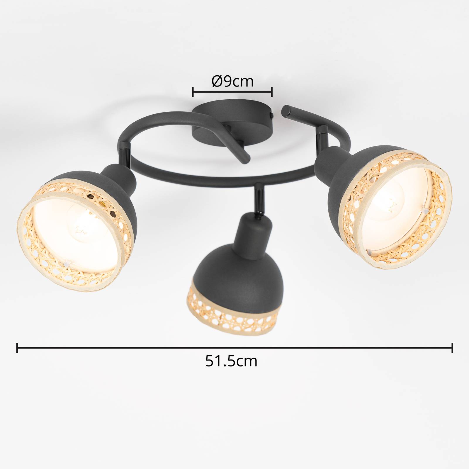 Lindby Lonnaris Deckenrondell, Rattan, rund, 3-fl. von LINDBY