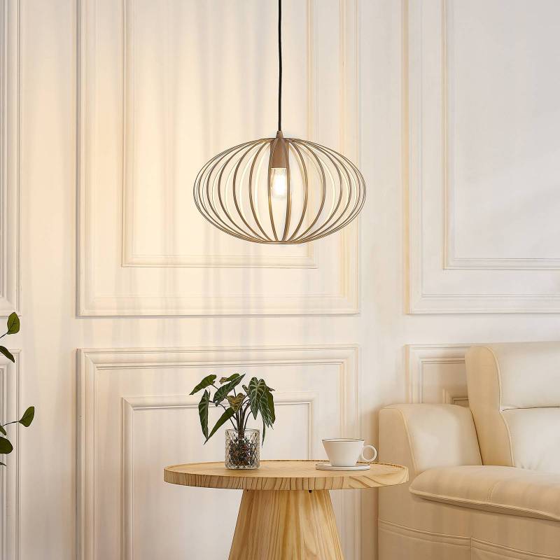 Lindby Hängeleuchte Maivi, creme, 40 cm, Eisen, Käfig von LINDBY