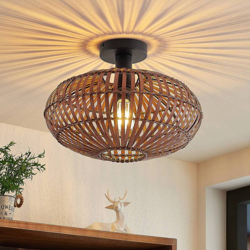 Lindby Deckenleuchte Majeora, Ø 40 cm, braun, Bambus von LINDBY