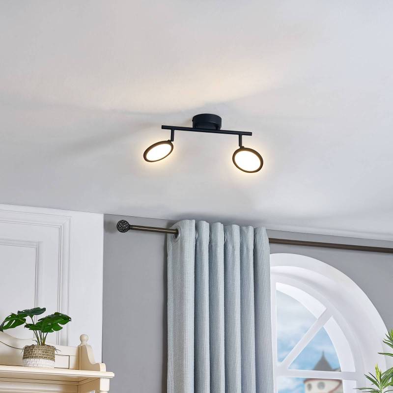 Lindby LED-Spot Manel, schwarz, Eisen, 35 cm lang, 2-flg. von LINDBY
