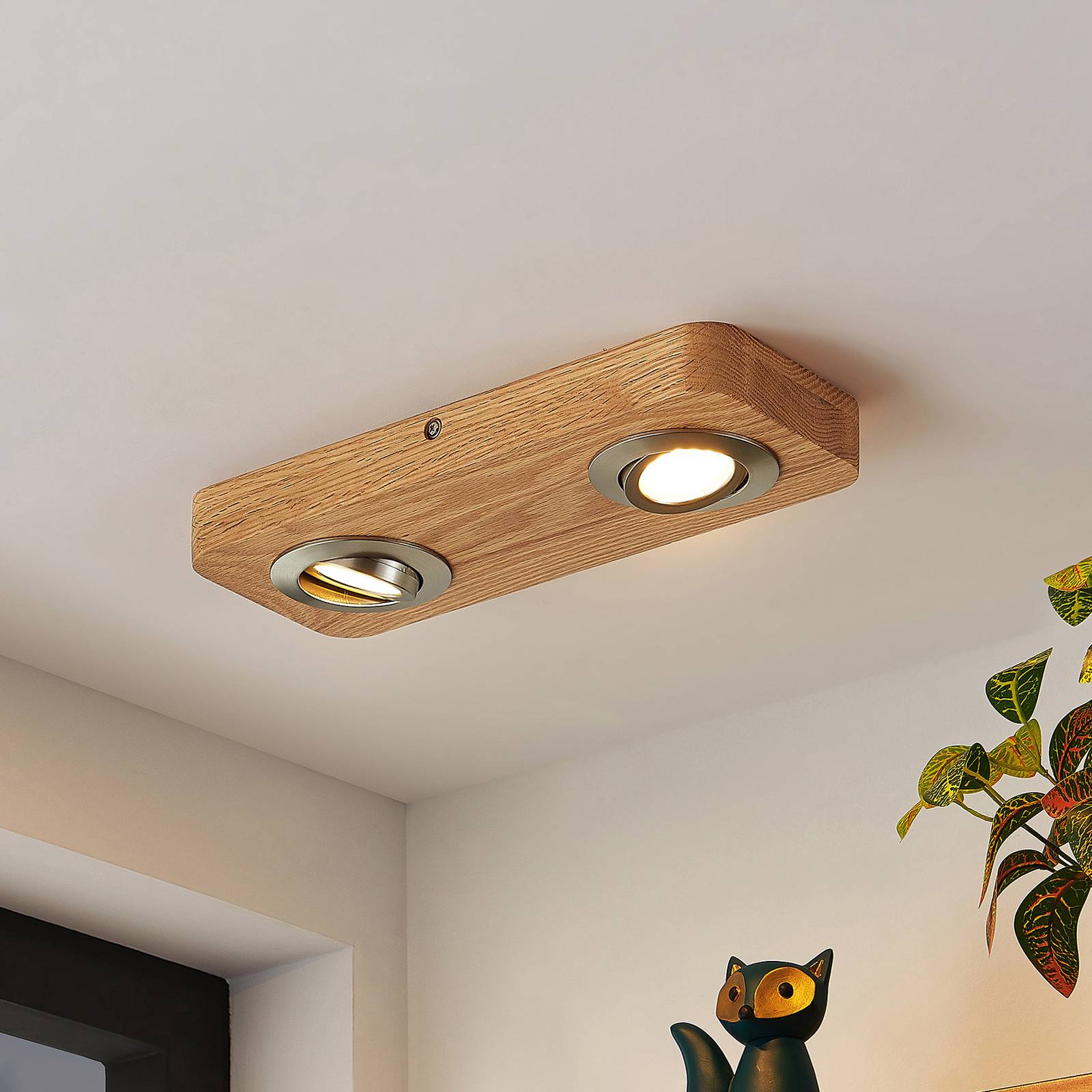 Lindby LED-Deckenleuchte Mikari, 30 cm, Holz, schwenkbar von LINDBY