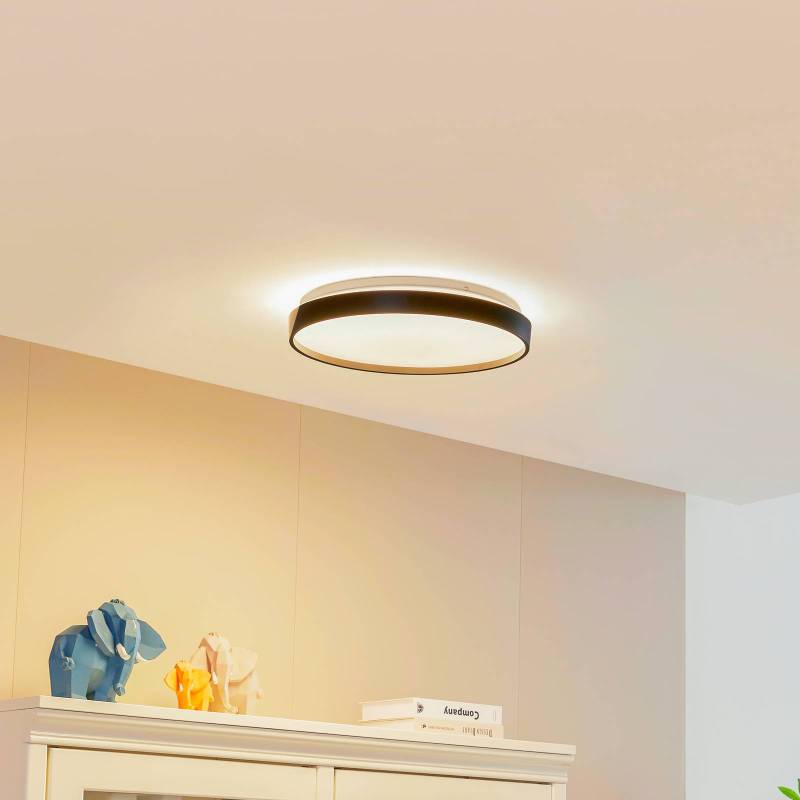 Lindby Smart LED-Deckenlampe Mirren schwarz Metall CCT Tuya von LINDBY