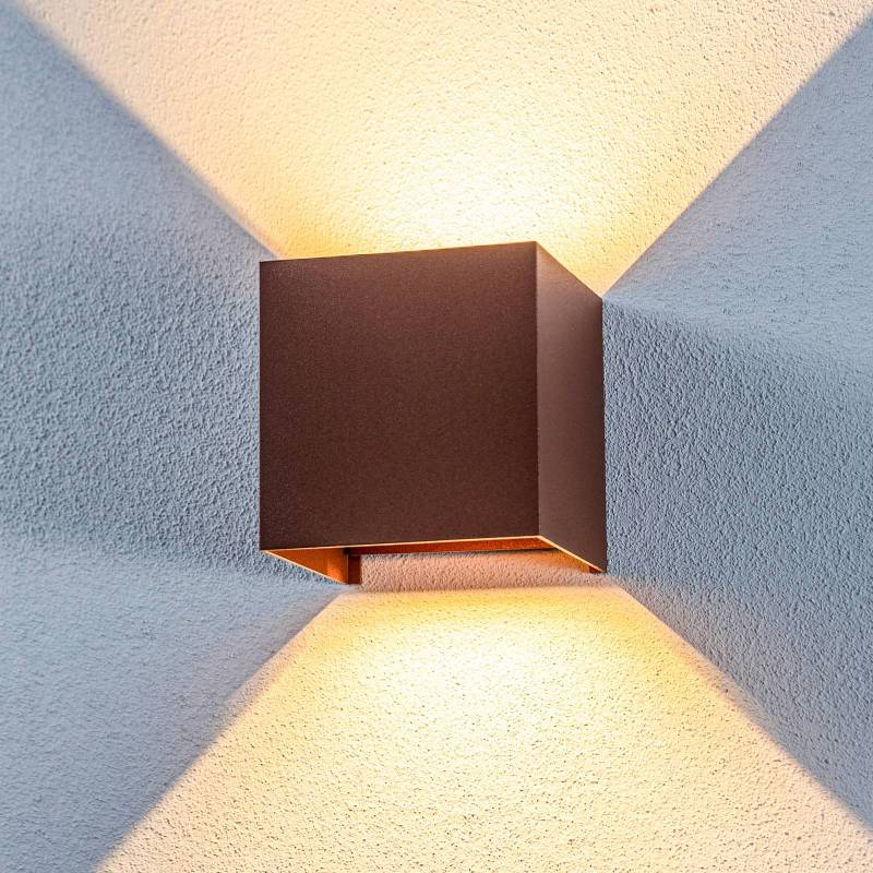 Lindby LED-Außenwandleuchte Nivar, eckig, rost, Metall, IP54 von LINDBY