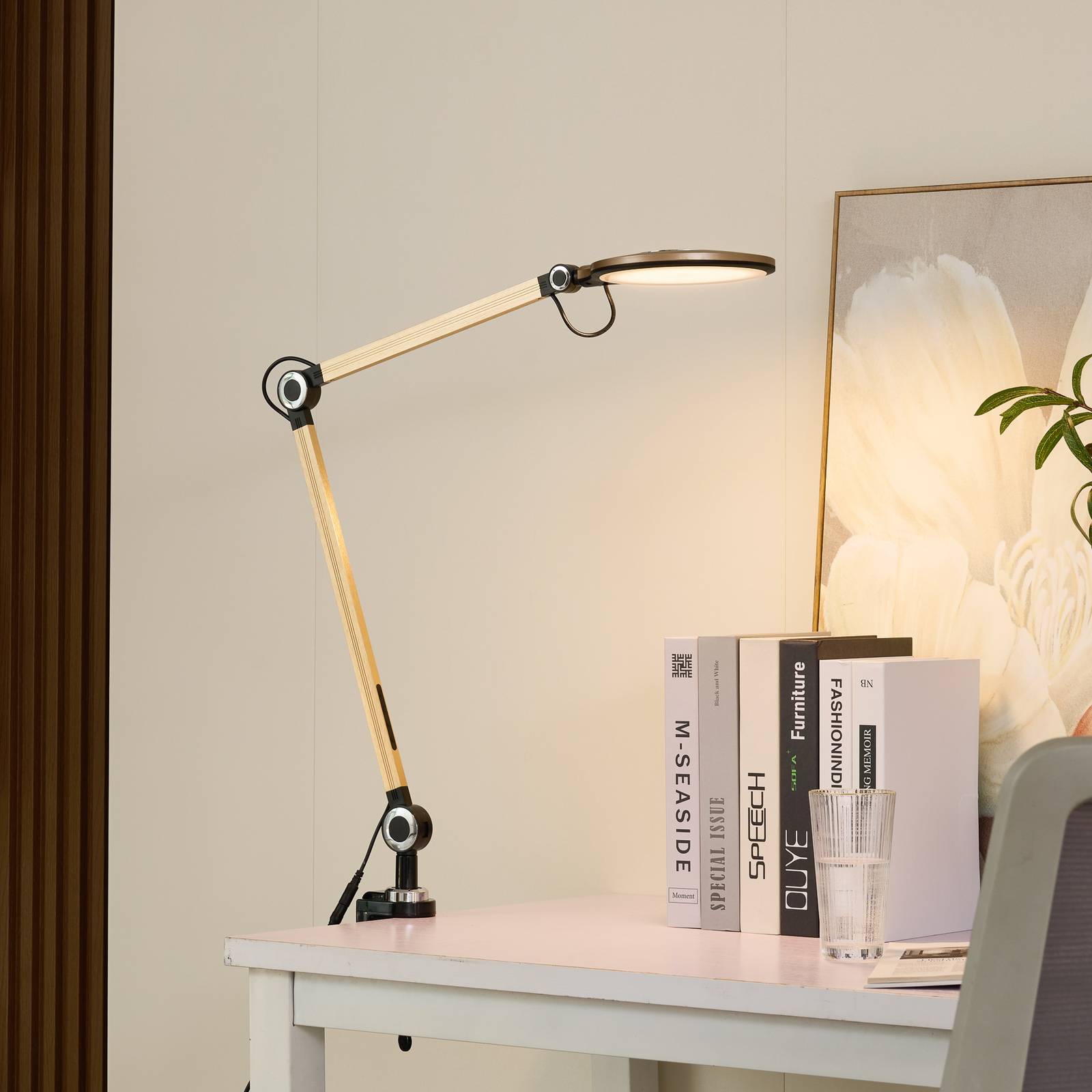 Lindby LED-Klemmleuchte Nyxaris, gold, Metall, CCT, 52 cm von LINDBY